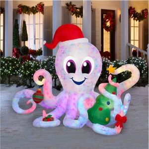 Holiday Living 6ft Lighted Octopus Christmas Airblown Inflatable Yard Decor